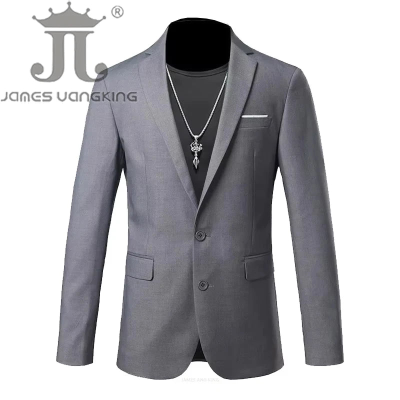 Men's High-End Solid Color Blazer – Casual Business & Groom Wedding Suit Jacket
