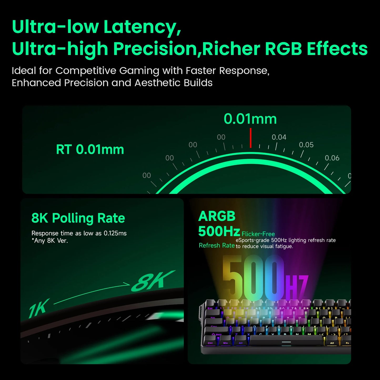 لوحة مفاتيح ميكانيكية بمفتاح مغناطيسي من Akko MonsGeek FUN60 PRO &amp; MAX HE - لوحة مفاتيح ألعاب لاسلكية بنسبة 60% مع تشغيل سريع، واستطلاع 8K، وألوان RGB مخصصة