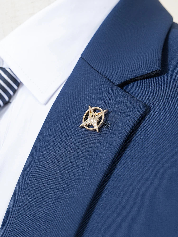 ST Cassy Men's Slim Fit 2-Piece Suit – Solid Color Formal Business & Office Wear