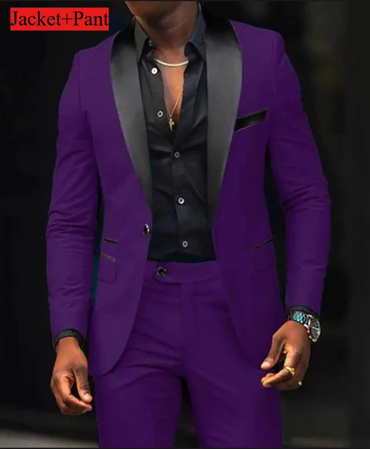 Men's Formal Slim Fit Tuxedo Suit – Luxury Groom & Prom Wedding Outfit