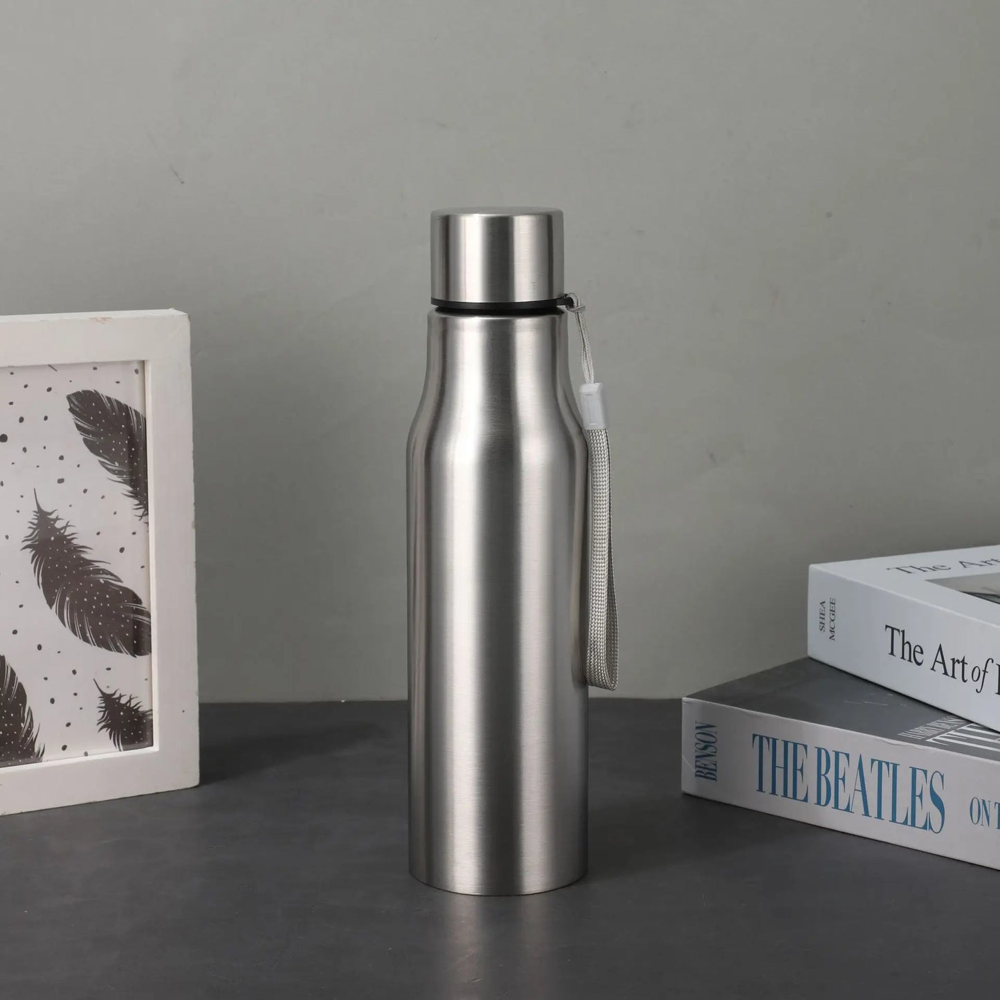 زجاجة مياه رياضية من الفولاذ المقاوم للصدأ سعة 1000 مل - قارورة معدنية متينة أحادية الطبقة للتخييم وصالة الألعاب الرياضية