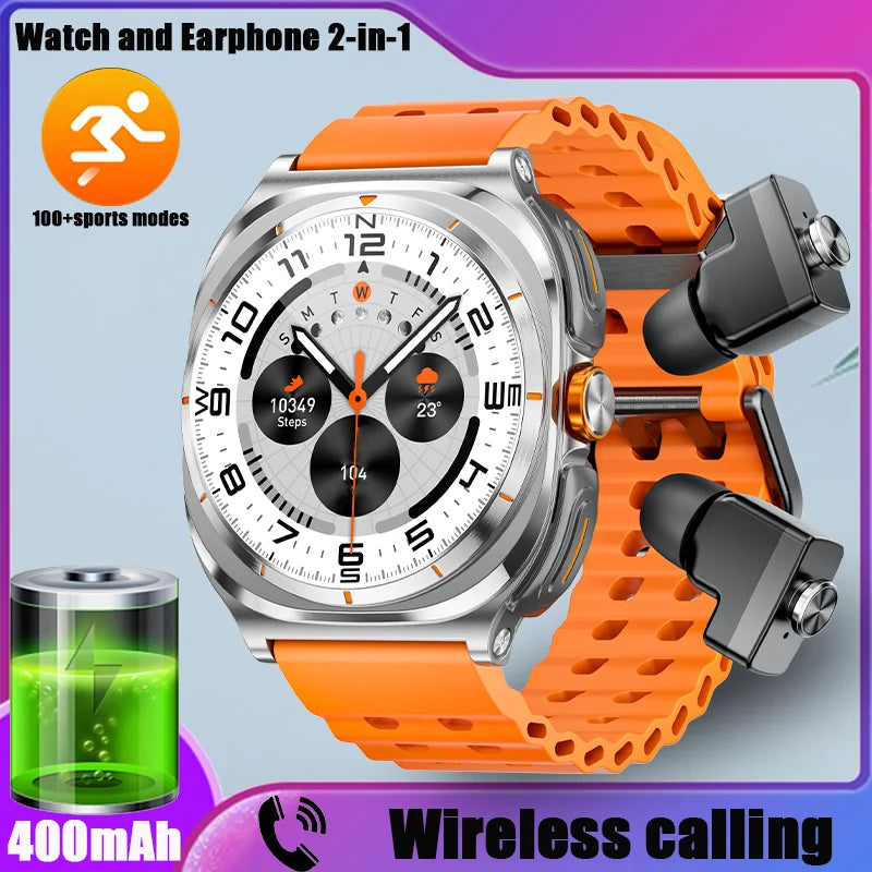 2025 2-in-1 Smart Watch with TWS Bluetooth Earphones – Dual Earbuds, Call, Health Monitor & Sports Music Tracker