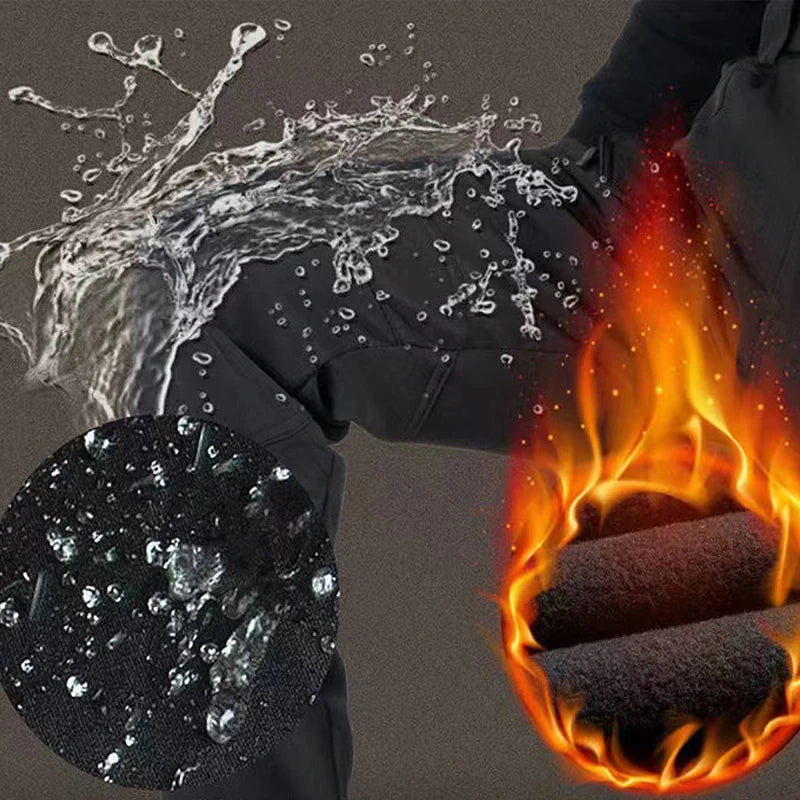 Men’s Fleece Softshell Cargo Hiking Pants – Autumn Winter Outdoor Trousers M-5XL