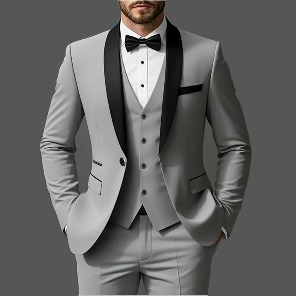 Men's 3pcs Suit Set – Jacket, Vest & Pants for Weddings, Parties & Formal Occasions