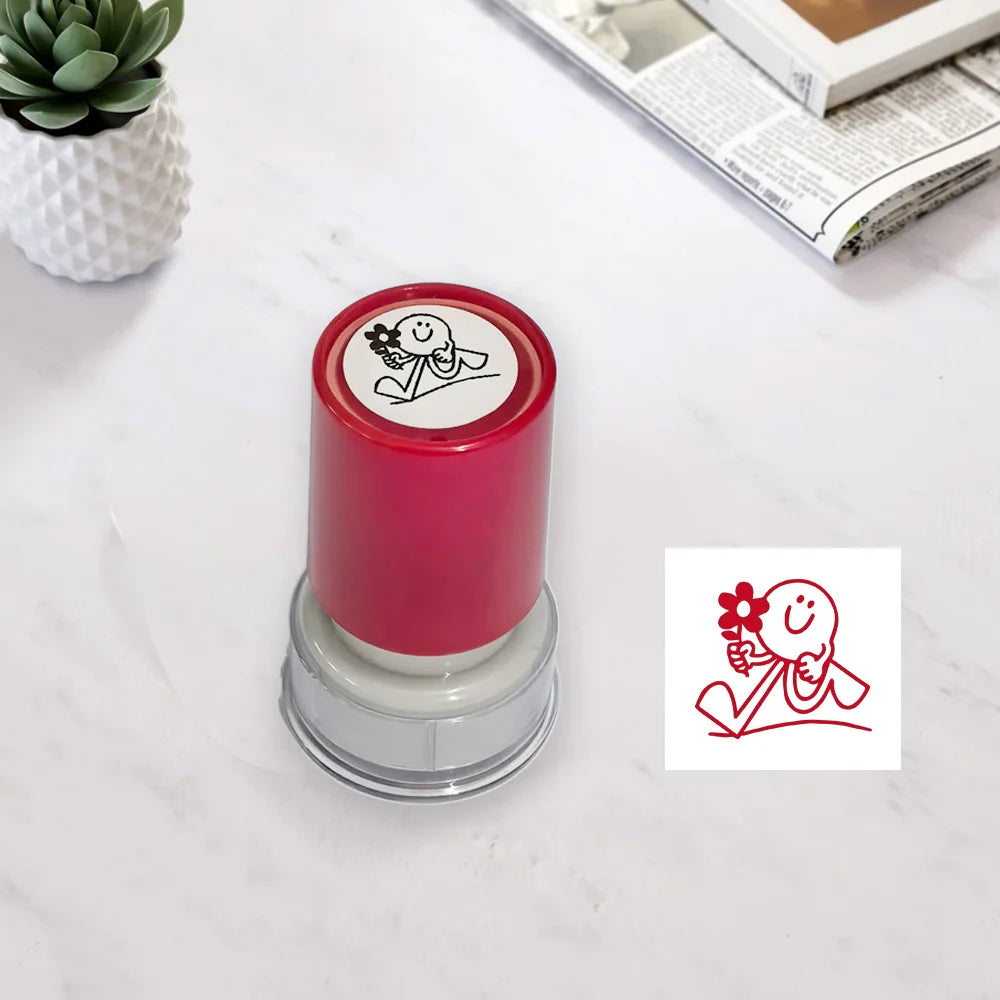 Seal for Grading & Encouragement – Praise Learning Progress Stamp, Teaching Reward Stamp, Small Red Flower Seal