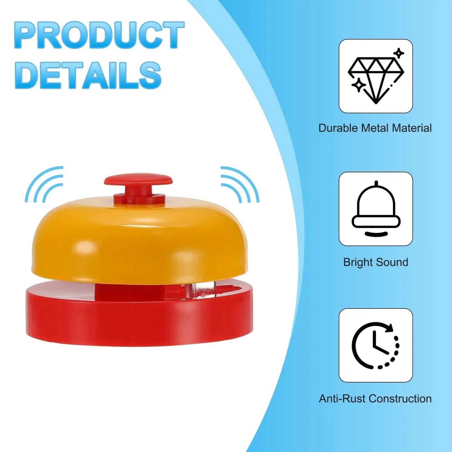 New Metal Hand Bell – Durable Hand-Press Service Bell for Table Games, Clapping Signals & Toy Accessories