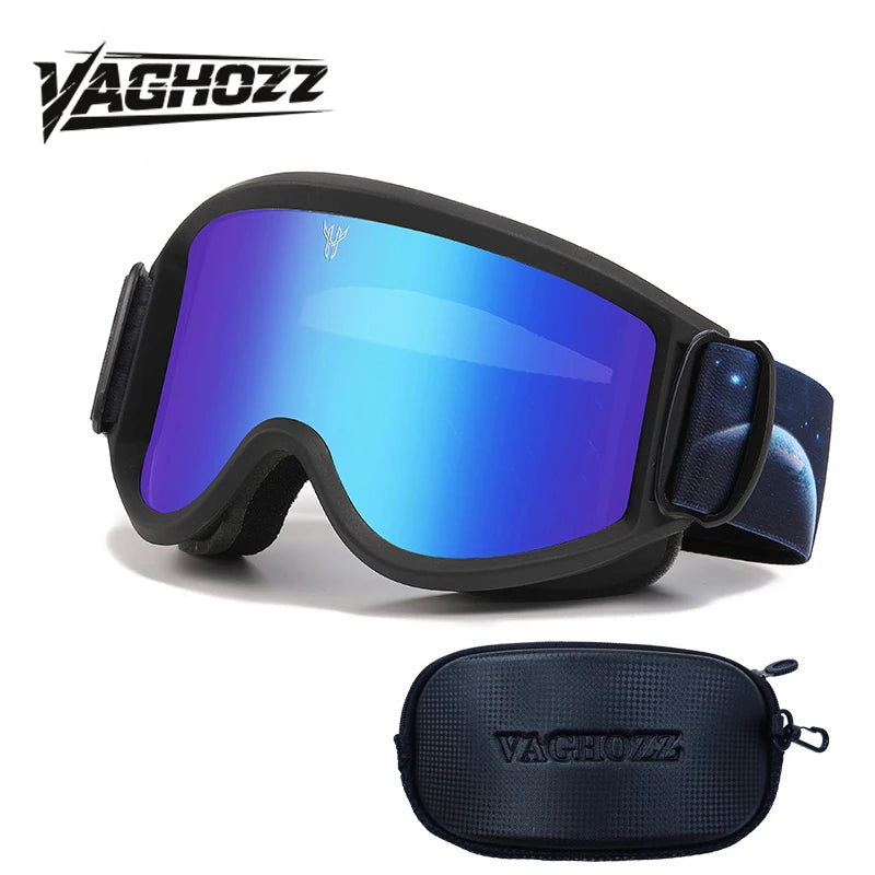 VAGHOZZ Double-Layer Ski & Motorcycle Goggles – Anti-Fog, Anti-UV Unisex Windproof Goggles with Box