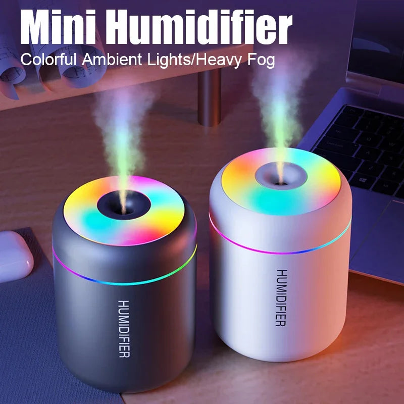 180ML Mini USB Air Humidifier – Essential Oil Aroma Diffuser with Colorful Lights, Mist Maker for Home, Car & Office