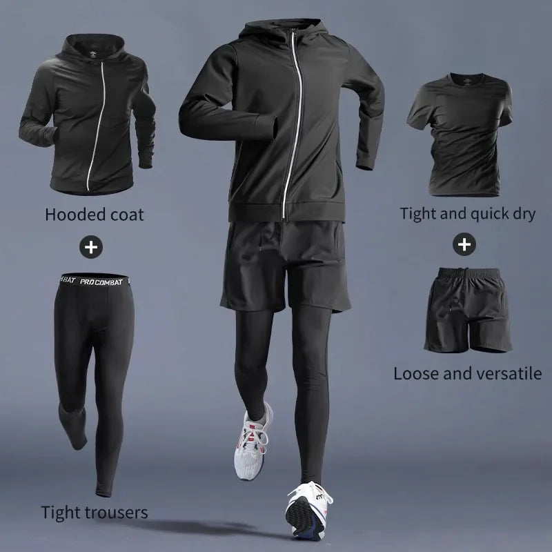 Men's Running Suits | Sports Fitness & Marathon Speed-Dry Training Clothes with Phone Pocket