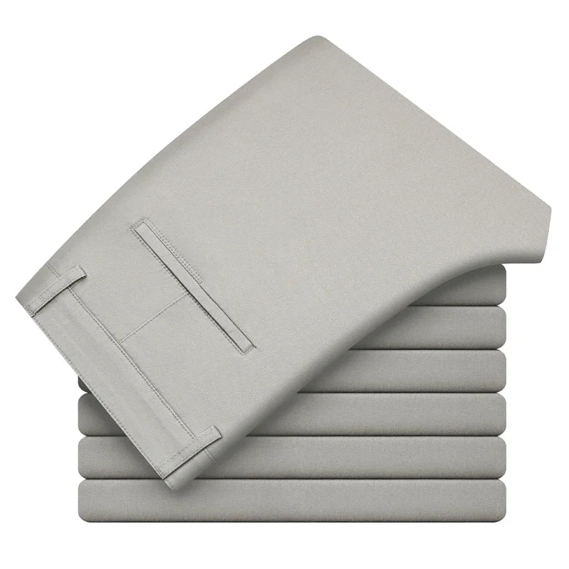 97% Cotton Men's Casual Pants | Autumn Fashion Comfortable Elastic Slim Straight Business Trousers | Black, Army Green, Khaki