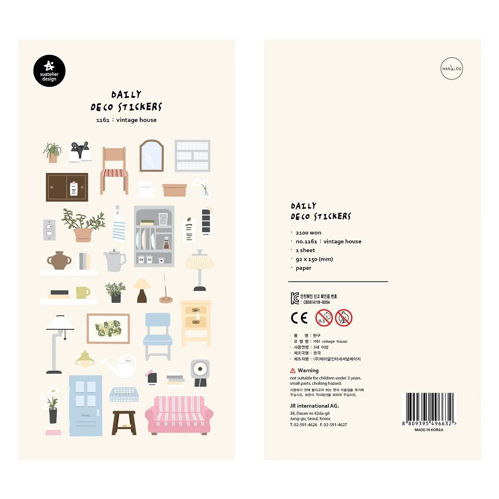 ملصقات يومية كورية كاواي من سواتيلييه - مجموعة ديكورات مكتبية أصلية للقصاصات اليدوية والمجلات