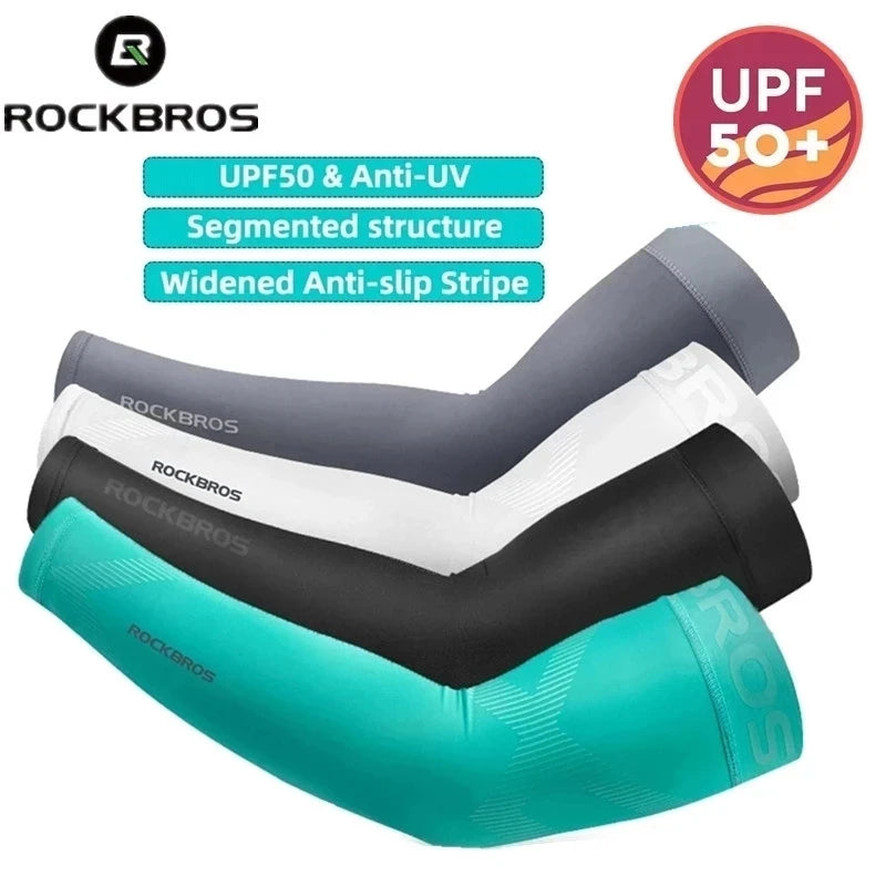 ROCKBROS Armmanschette – Atmungsaktive, schnelltrocknende Armmanschette mit UV-Schutz für Radfahren und Sport – Sonnenschutz-Fitnessbekleidung aus Eisgewebe