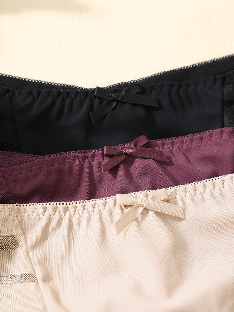 FINETOO 3PCS Women’s Lace Hollow Out Underwear – Breathable Low-Waist Stretchy Thongs Comfortable Bikini Lingerie