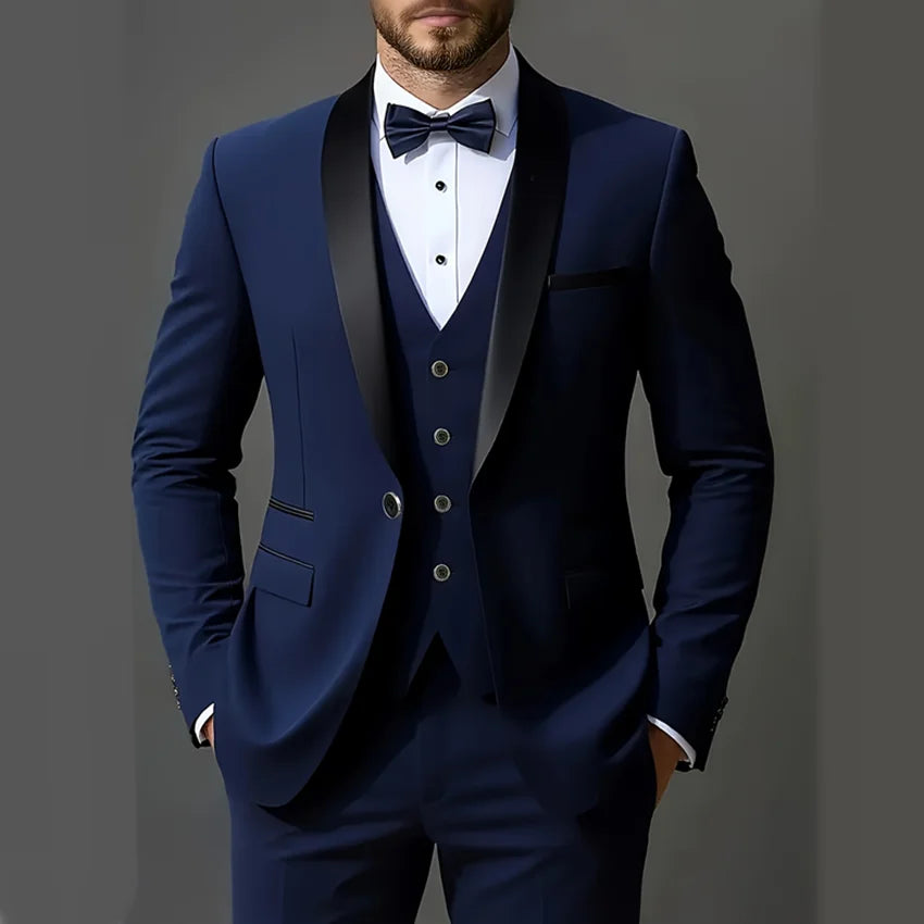 Men's 3pcs Suit Set – Jacket, Vest & Pants for Weddings, Parties & Formal Occasions