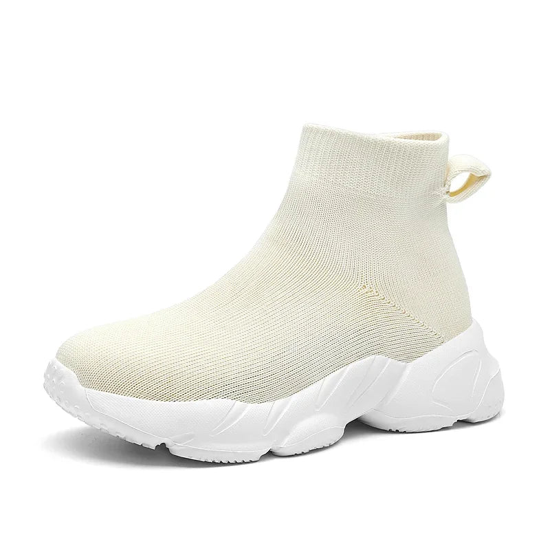 Kids Girls Sneakers – Fashion Knit High-Top Shoes | Comfortable Casual & Sports Running Tennis Shoes