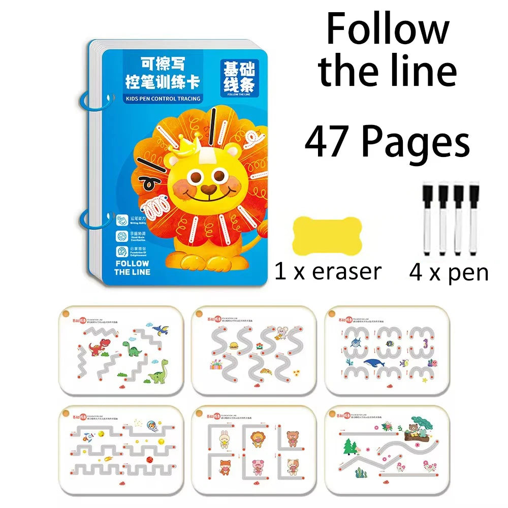 Magical Tracing Workbook – Reusable Calligraphy & Drawing Copybook for Toddlers, Kids Learning & Montessori Practice