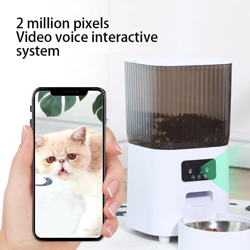 5L Smart Automatic Cat & Dog Feeder – Dual Bowls with Camera, Voice Recorder & Video Food Dispenser