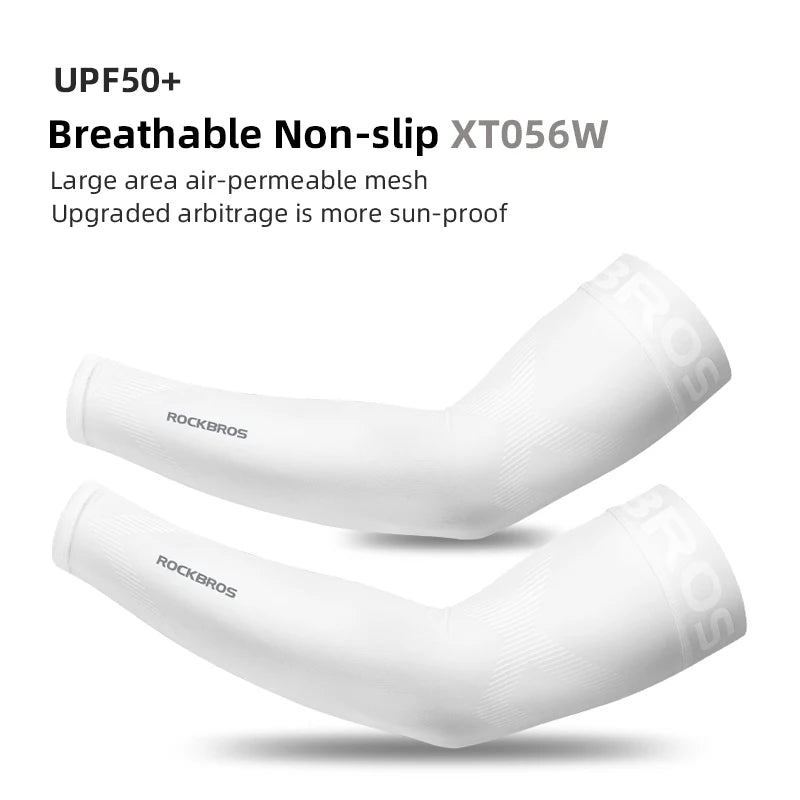 أكمام ذراع ROCKBROS Ice Fabric UV400 - قابلة للتهوية، سريعة الجفاف، حماية من الشمس للجري والتخييم والرياضات الصيفية