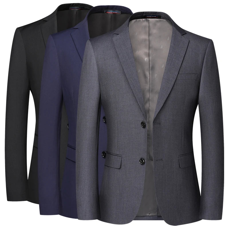 Men's Solid Color Business Blazer – British Style Professional Groom & Wedding Jacket