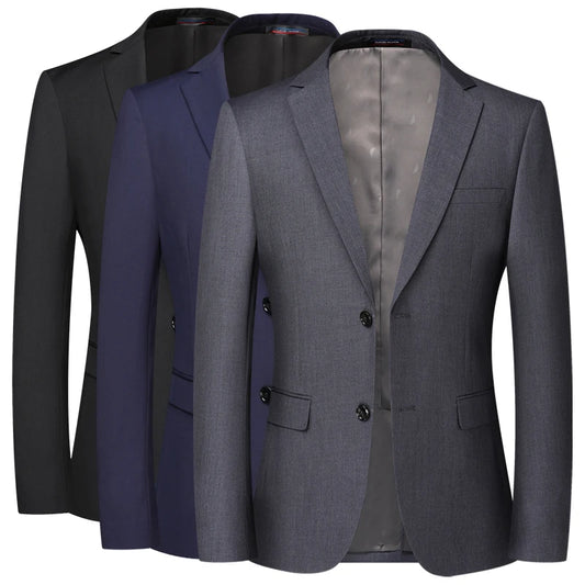 Men's Solid Color Business Blazer – British Style Professional Groom & Wedding Jacket