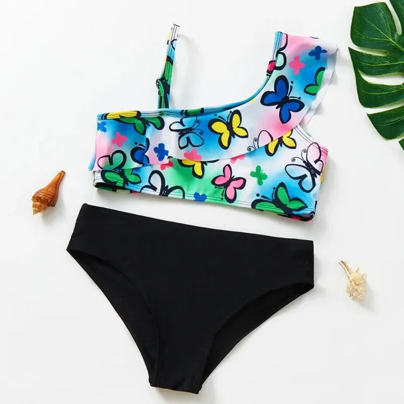 Baby Girls Two-Piece Tankini Swimsuit Fish Scale Print Summer Beachwear