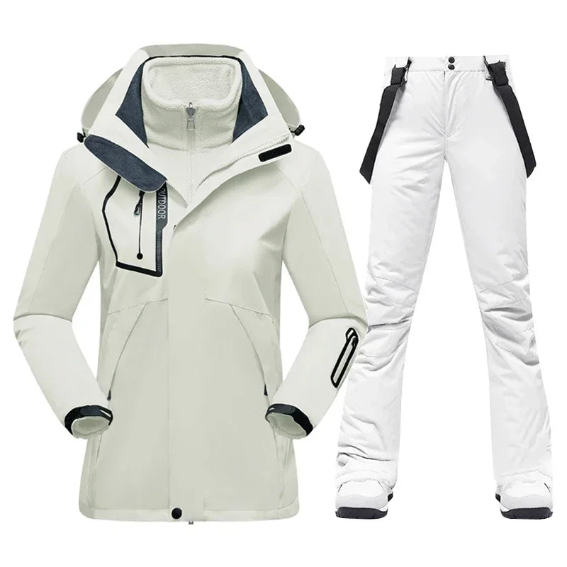 Women Waterproof Mountain Ski Jacket & Pants Winter Thick Warm Windproof Outdoor Snowboard Set