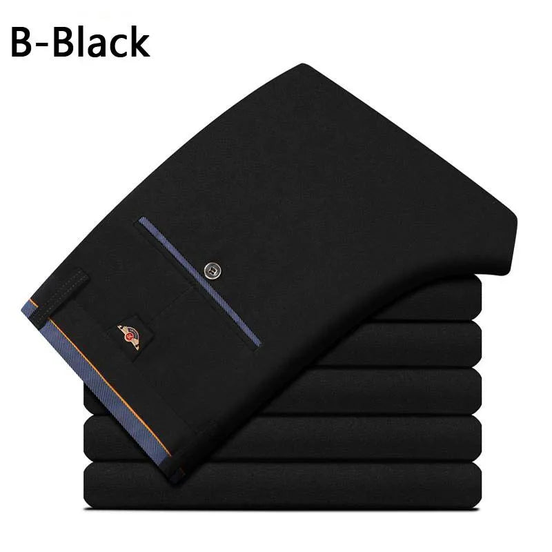 Men's Summer Business Casual Suit Pants – Elastic Straight Formal Trousers Plus Size 28-40