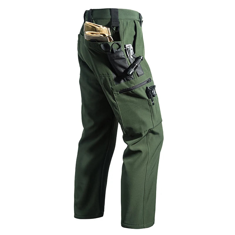 Men’s Fleece Softshell Cargo Hiking Pants – Autumn Winter Outdoor Trousers M-5XL