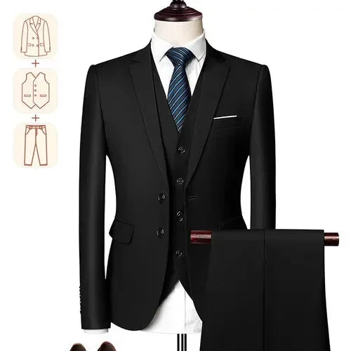 2025 Men's Business Casual Suit – Solid Color Formal Wedding & Prom Tuxedo Set