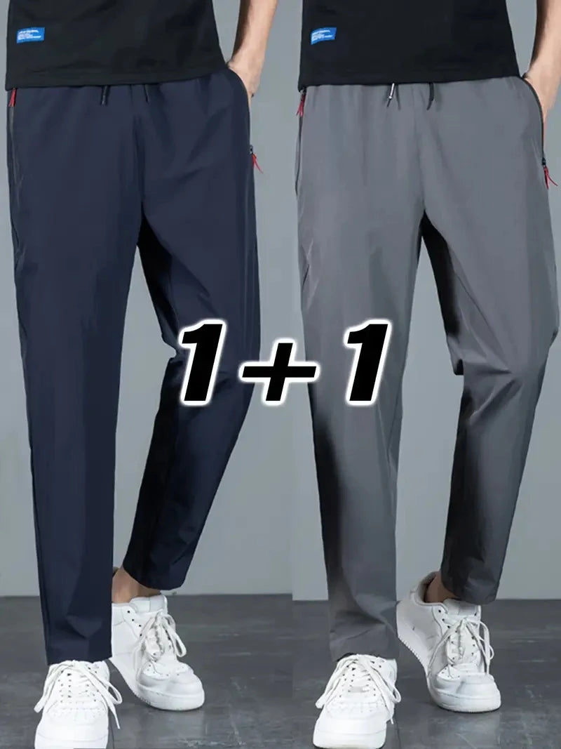 Men’s Casual Jogger Pants 2-Pack – Stretch Elastic Waist Trousers, Plus Size