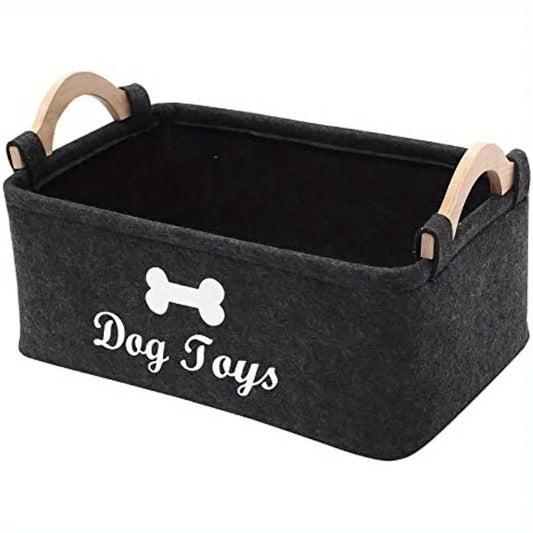 Felt Pet Toy Storage Box – Durable Dog & Cat Toy Organizer Basket