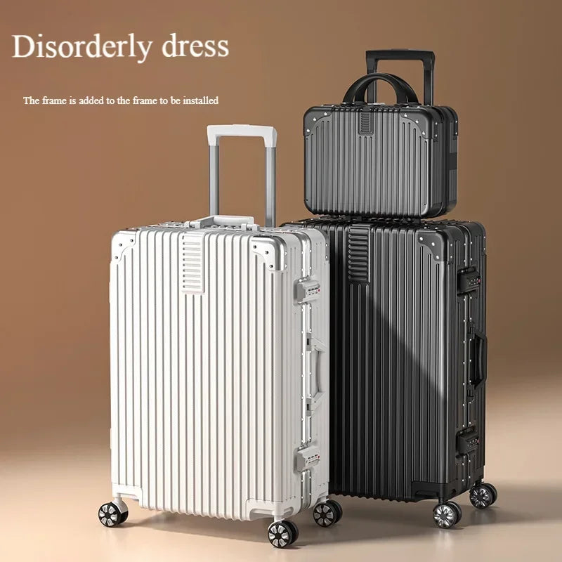 100% Aluminum Magnesium Alloy Travel Luggage | Trolley Suitcase Carry-On with Cup Holder | 20/22/24/26/28 Inch