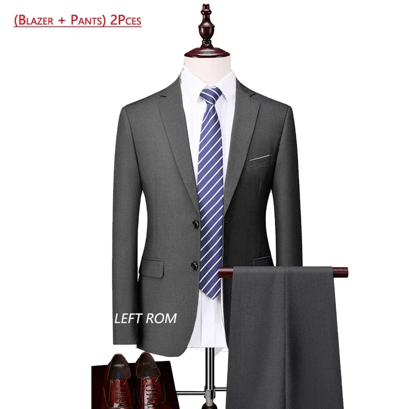 14 Color M-6XL Men's 3-Piece Formal Suit – Jacket, Vest & Pants for Business, Groom & Wedding