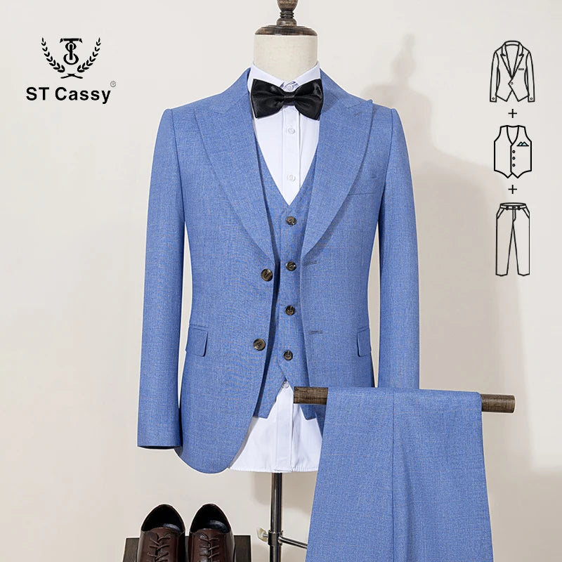 ST Cassy Men's Blue-Gray 2-Button Blazer – Modern Office Wear with Luxe Craftsmanship