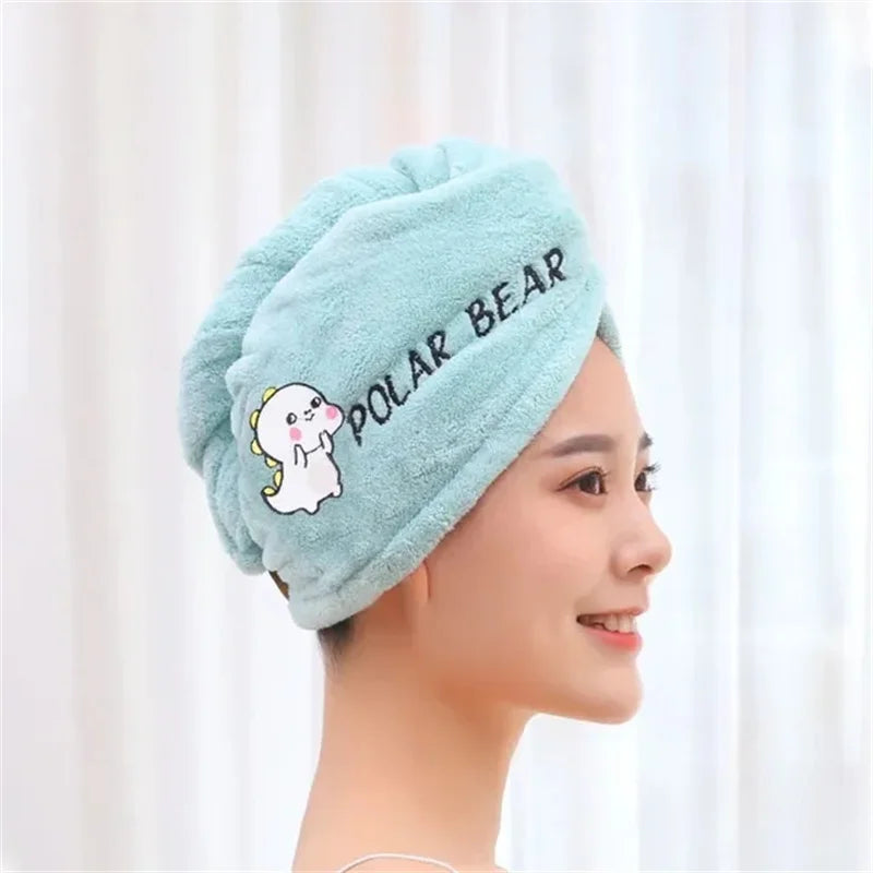 Women Microfiber Hair Towel – Terry Bath Towel Turban for Adults Home Bathroom Drying Hair
