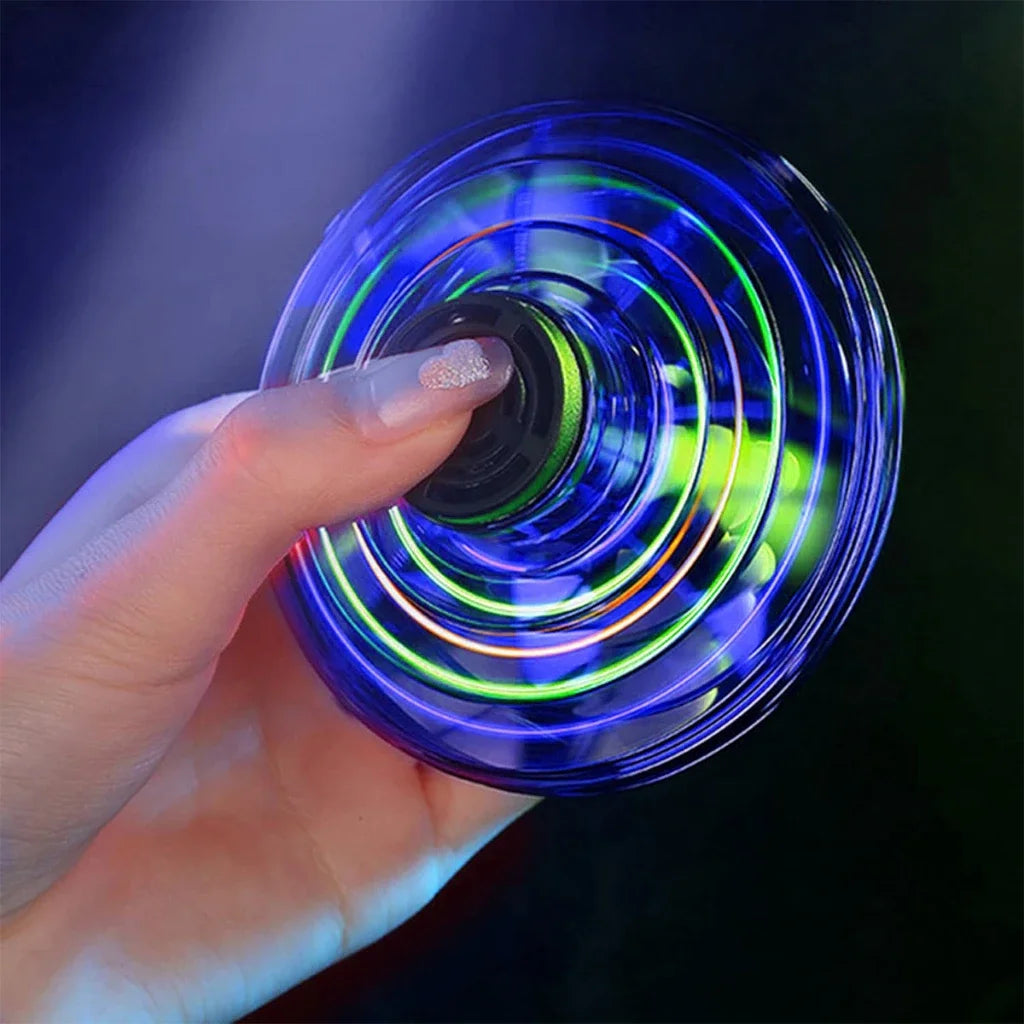 Flying Luminous Gyroscope Spinner – Levitating LED Aircraft Stress Relief Toy Rotating Ball Gadget