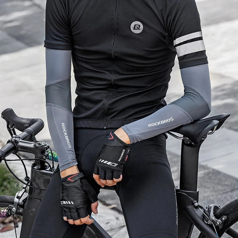 ROCKBROS Armmanschette – Atmungsaktive, schnelltrocknende Armmanschette mit UV-Schutz für Radfahren und Sport – Sonnenschutz-Fitnessbekleidung aus Eisgewebe