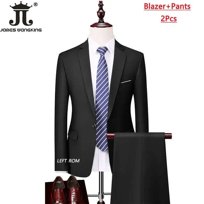 M-6XL 15 Colors Men's 3-Piece Formal Suit – Jacket, Vest & Pants for Business, Groom & Wedding