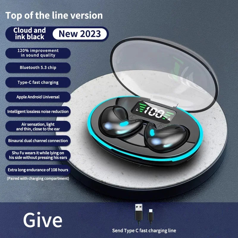 سماعات أذن لاسلكية للنوم بتقنية TWS وبلوتوث 5.3 | سماعات أذن رياضية مضادة للماء IPX5 مع خاصية تقليل الضوضاء