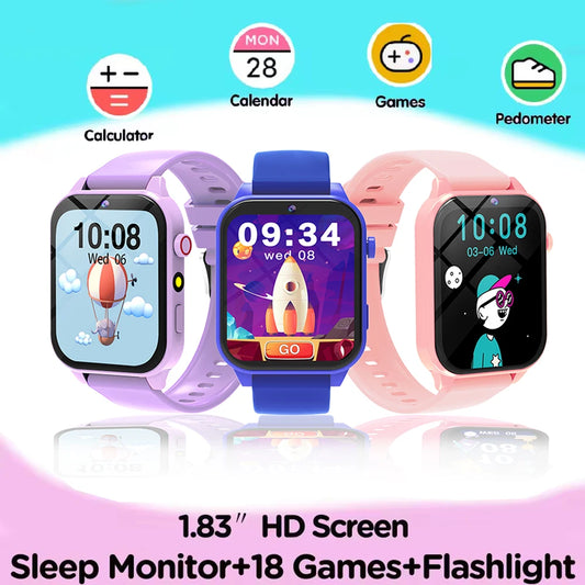 2025 New Kids Smart Watch – 1.83″ Display, 18 Games, Sleep Monitor, Camera & Alarm, Gift for Boys & Girls
