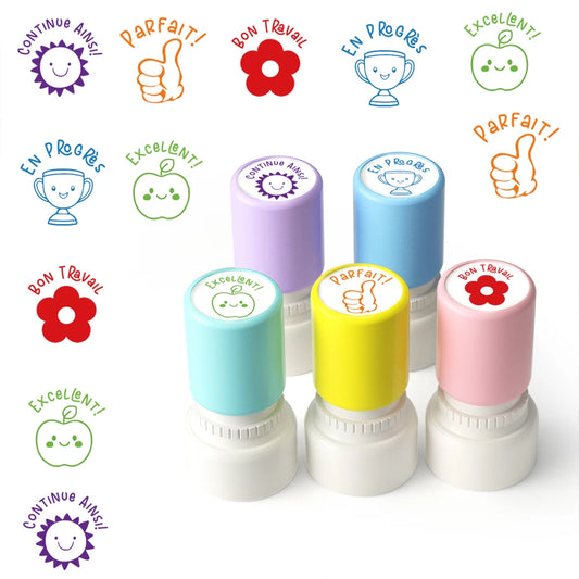 French Teacher Classroom Stamps – Comment & Encouragement Phrase Stamps for Grading & Classroom Assignments