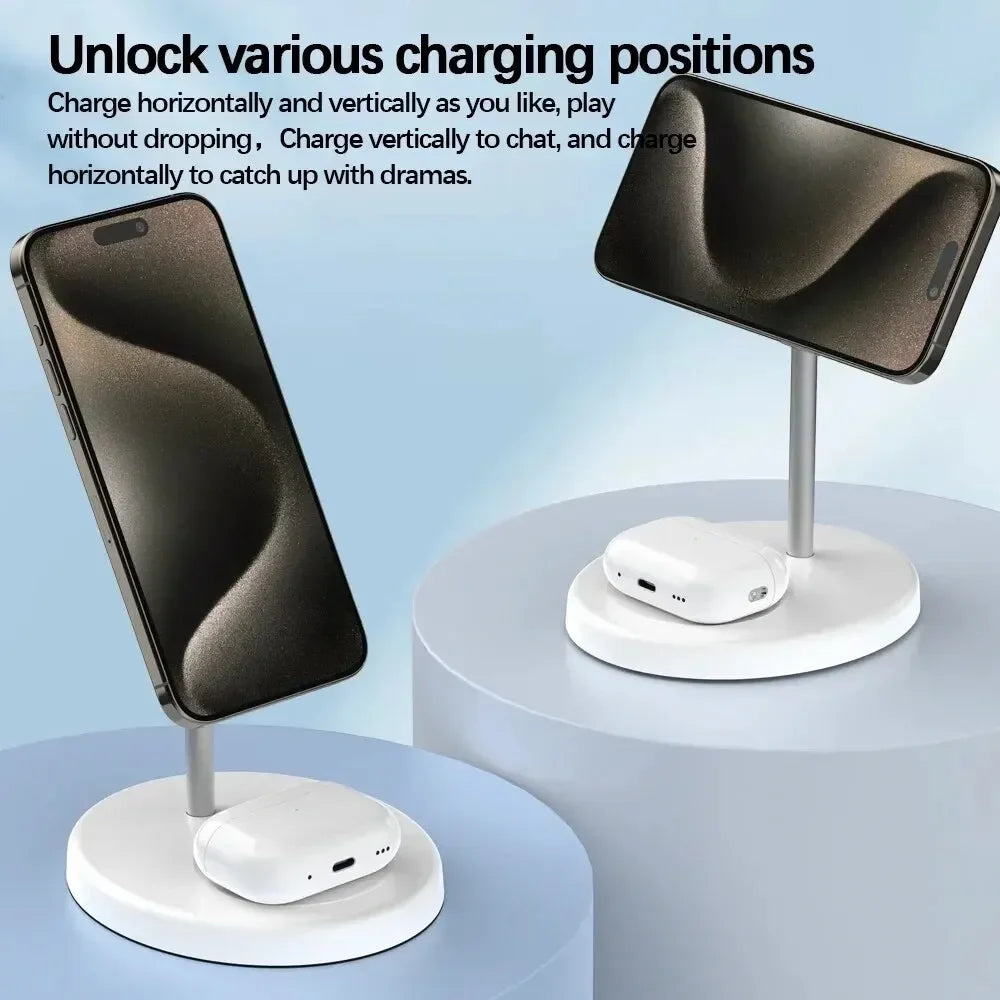 2-in-1 Magnetic Wireless Charging Station – Fast Charger Dock for iPhone 13/14/15/16 Pro Max & AirPods