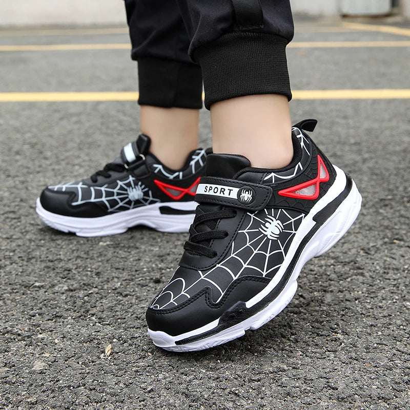 Boys Red PU Leather Sneakers | Kids Casual & Sports Shoes