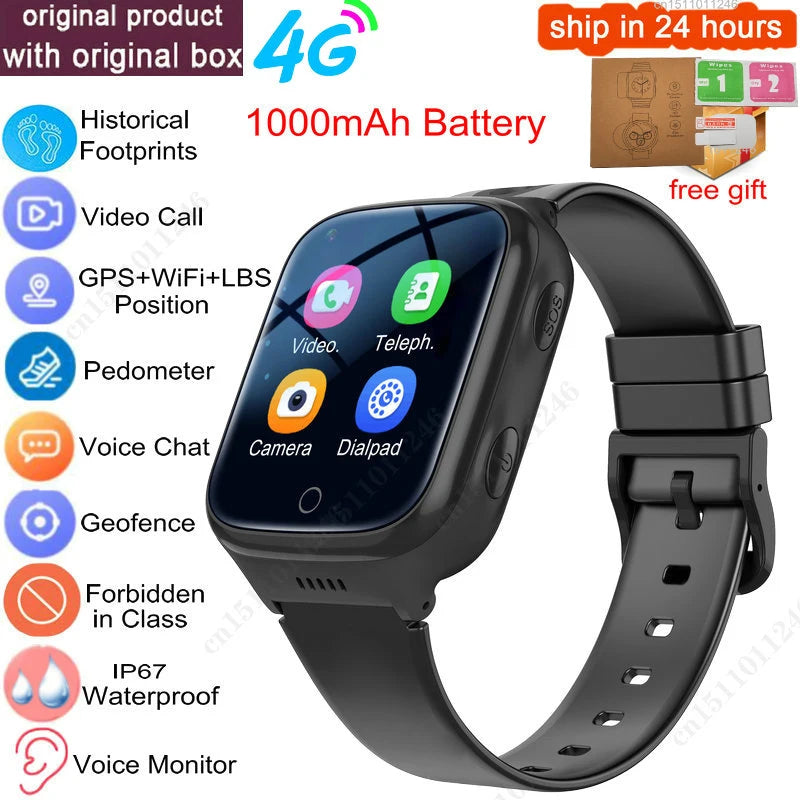 KGG 4G Kids Smart Watch – GPS & WiFi, Video Call, SOS, 1000mAh Battery, Location Tracker Phone Watch Gift