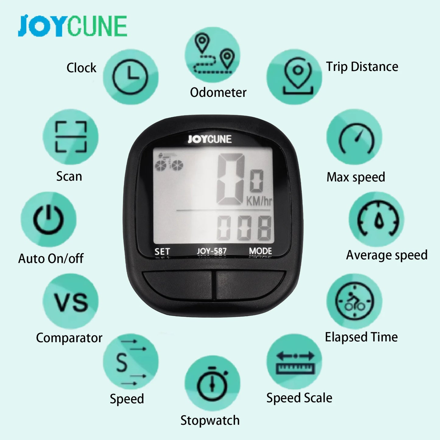 كمبيوتر دراجة هوائية - عداد سرعة ومسافة سلكي مقاوم للماء مع شاشة LED وساعة توقيت لركوب الدراجات