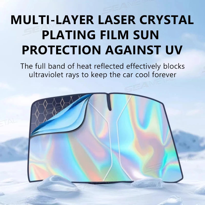 SEAMETAL Foldable Car Windshield Sun Shade Cover 5-Layer Thicken Sun Protection Curtain Car Front Window UV Reflective Sunshade