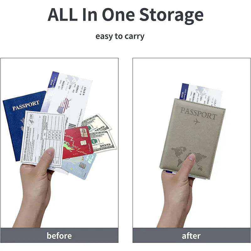 World Map Passport Cover – Hot Stamping Travel Case for Men & Women