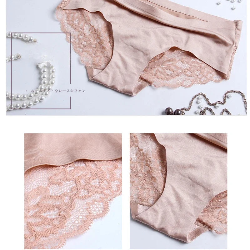 Seamless Women's Comfort Lace Hollow Out Low Rise Panties Set Soft Sexy Lingerie Underwear