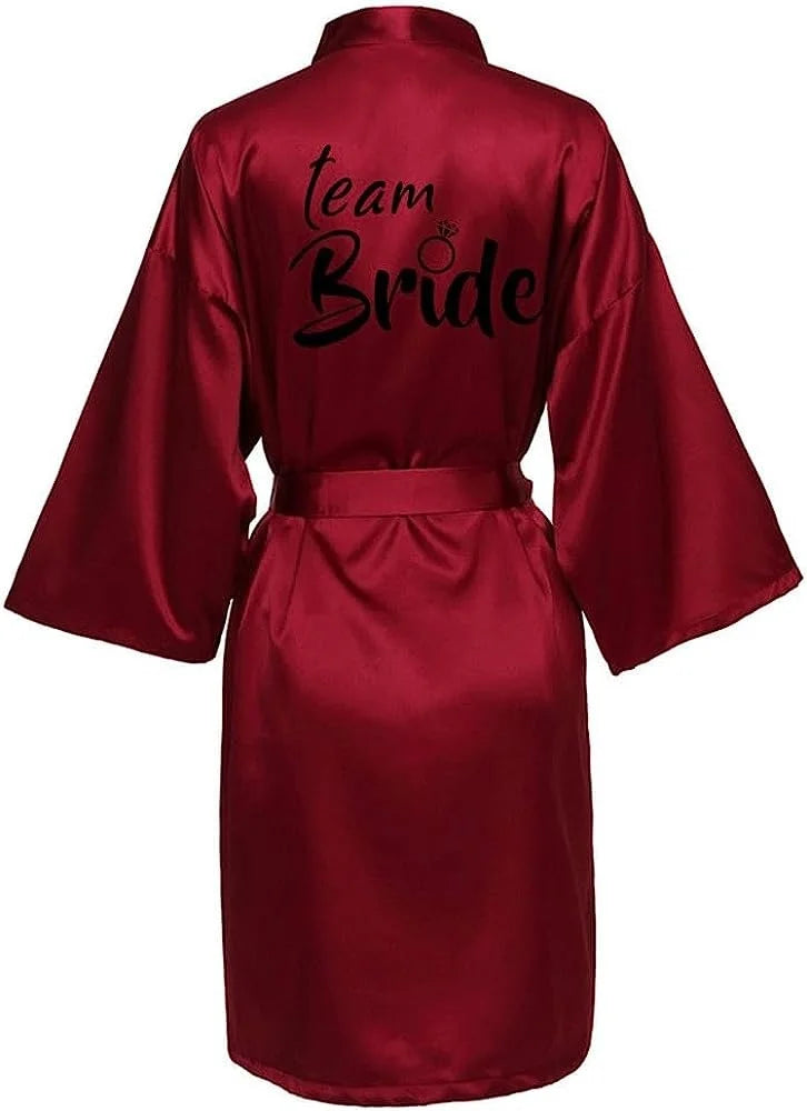 Women's Satin Silk Robe | Wedding Bathrobe Bride & Bridesmaid Sleepwear Gown M030