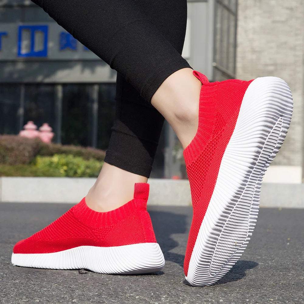 Women’s Knitting Sock Sneakers – Breathable Flat Casual Walking Shoes